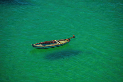 High angle view of boat in sea