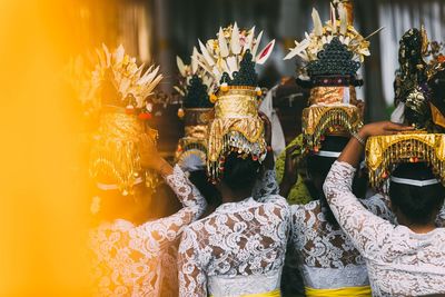 Rear view of woman in traditional clothing