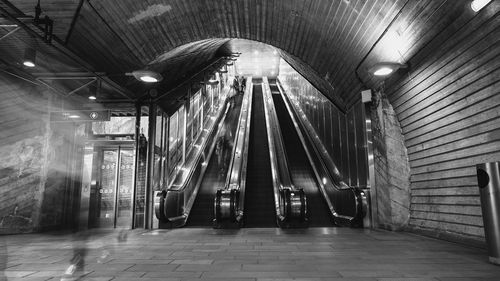 Interior of illuminated subway