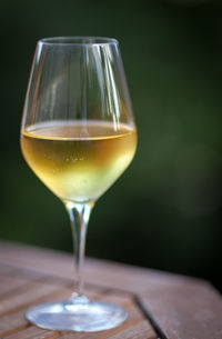 Close-up of beer in glass on table