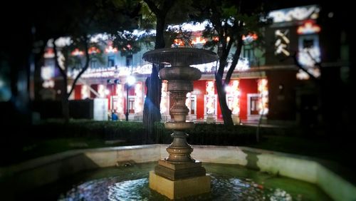 View of illuminated building