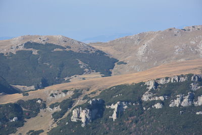 Scenic view of mountains against clear sky