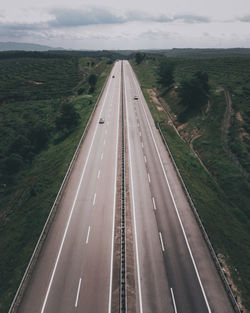 High angle view of road along landscape