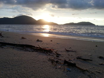 Scenic view of sea at sunset