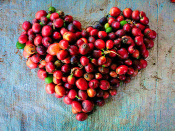 High angle view of cherries