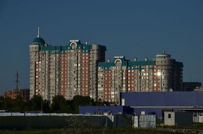 Modern buildings against blue sky