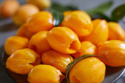 Close-up of tomatoes on table