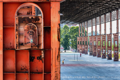 Red door of building