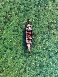 High angle view of boat in sea