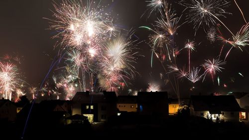 Firework display at night