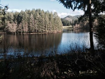 Scenic view of lake against sky