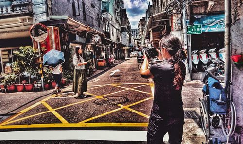 Man on street in city