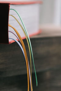 Close-up of multi colored bookmarks