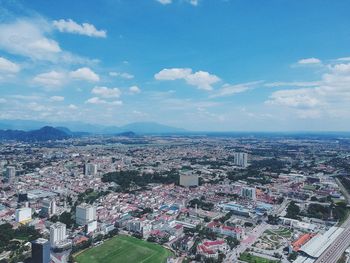 High angle view of townscape against sky