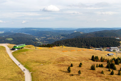 Scenic view from feldberg tower at landscape of black forest, germany in autumn