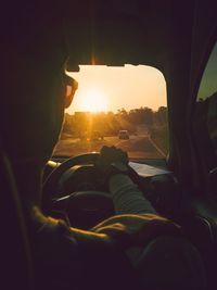 Sun seen through car windshield