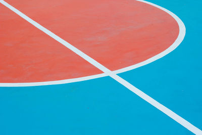 High angle view of basketball hoop against blue sky