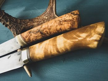 High angle view of bread on table