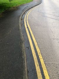 High angle view of zebra crossing on road