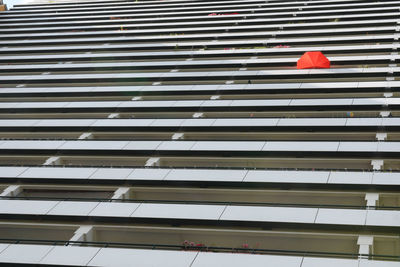 Low angle view of flag against building