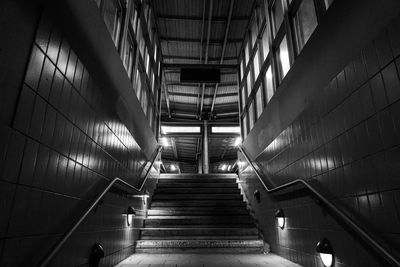 Low angle view of illuminated steps at neumunster station