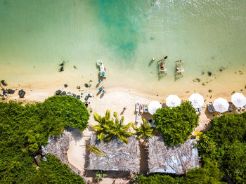 High angle view of people on beach