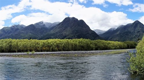 Scenic view of mountains against sky