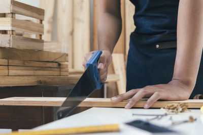 Man working on table