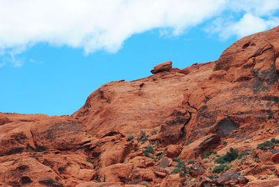 Low angle view of rock formations