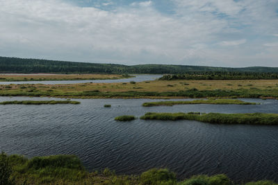 Scenic view of lake against sky