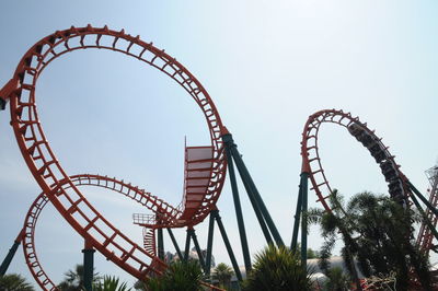 Low angle view of rollercoaster against sky