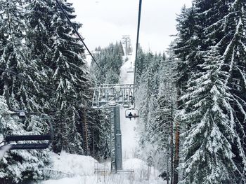 Overhead cable car in winter