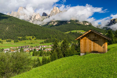 Scenic view of grassy field against cloudy sky