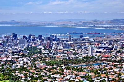 High angle view of buildings in city