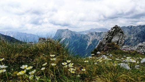 Scenic view of mountains against sky