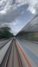 Blurred motion of train against sky