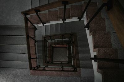 Directly above shot of spiral staircase of building