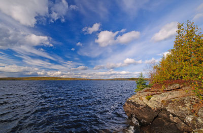 Afternoon skies on gabamichigami lake in the boundary waters