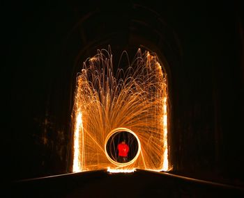 Light painting of tunnel at night