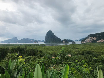 Scenic view of land against sky