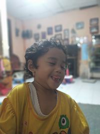 Portrait of smiling boy looking away