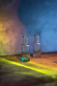 Close-up of glasses on table
