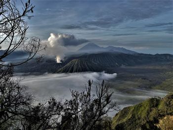 Natural scenery at the top of mount bromo, probolinggo, indonesia