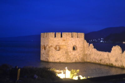 Scenic view of sea against blue sky