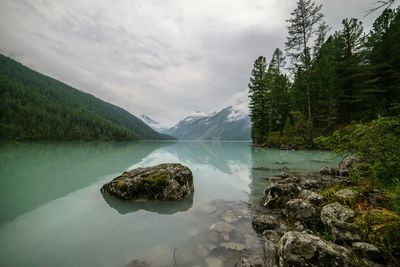 Scenic view of sea against cloudy sky