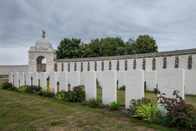 Graves in the tyne cot commonwealth war cemetery in passendale, belgium.