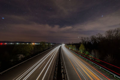 Light trails on highway at night