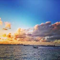 Scenic view of sea at sunset