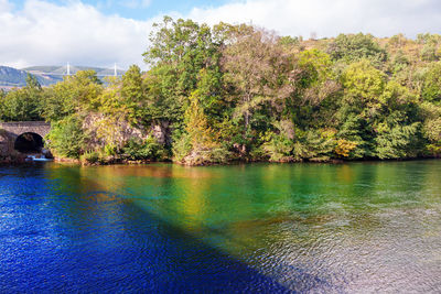 Nature of tarn river in millau , occitanie region in southern france