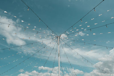 Low angle view of wet glass against sky